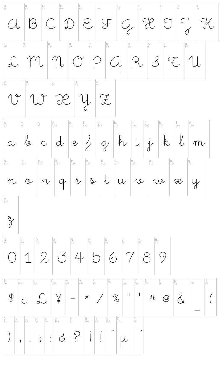 Little Days + Little Daisy font map